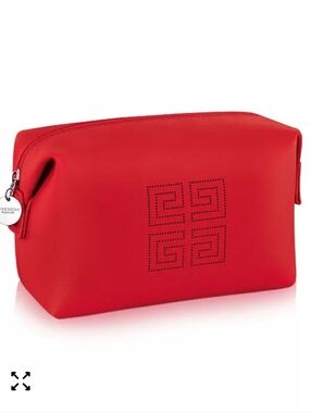 Givenchy Pouch Cosmetic Bag Makeup Hygiene Clutch Case Zipper Logo Red Travel